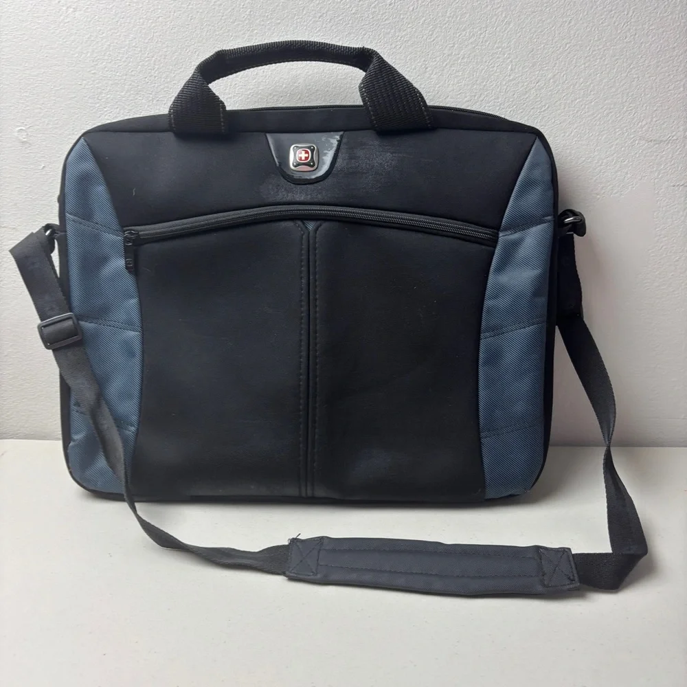 SwissGear Black and Blue Laptop Bag, messenger strap and handles, work, school